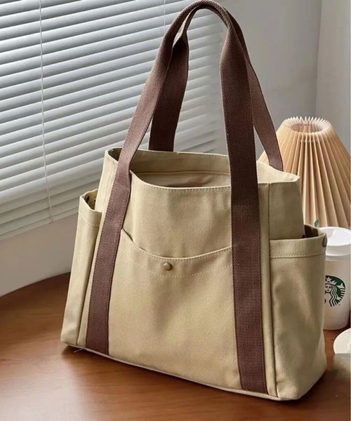 ammy.（エイミードット）の「【 ammy. / エイミードット 】 大容量 キャンバス トートバッグ（トートバッグ・レディース・カーキ/アイボリー/ブラック/ホワイト系その他・FREE）」の4枚目の写真