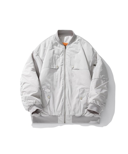 aimoha(アイモハ)の「aimoha outdoor ユニセックス ベーシックカラーオーバーサイズMA-1(MA-1・レディース・ブラック/ライトグレー・MEDIUM/LARGE/X-LARGE)」の2枚目の写真