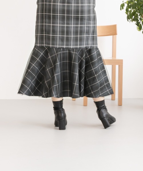 CLETTE（クレット）の「リボン付きチュール重ねスカート（スカート・レディース・チャコールグレー/ブラック/モカ・LL/4L/3L）」の12枚目の写真