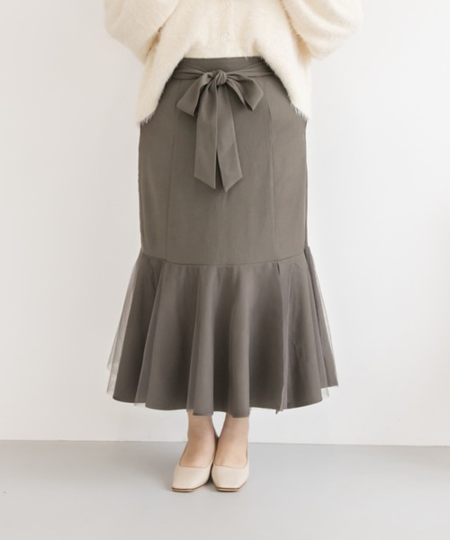 CLETTE（クレット）の「リボン付きチュール重ねスカート（スカート・レディース・チャコールグレー/ブラック/モカ・LL/4L/3L）」の19枚目の写真