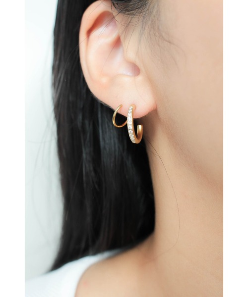 ebine(エビネ)の「Screw Zircon Hoop Pierce(ピアス(両耳用)・レディース・シルバー/ゴールド/ピンクゴールド・FREE)」の20枚目の写真