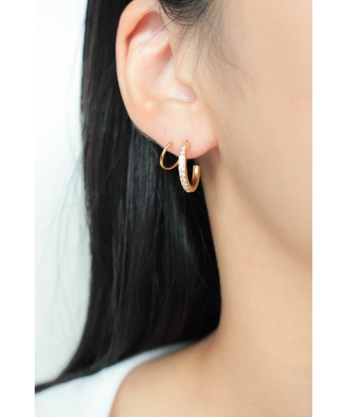 ebine(エビネ)の「Screw Zircon Hoop Pierce(ピアス(両耳用)・レディース・シルバー/ゴールド/ピンクゴールド・FREE)」の22枚目の写真