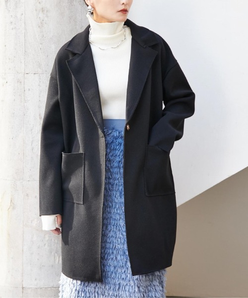 Settimissimo（セッティミッシモ）の「ITALYウールタッチ　シンプルコート（その他アウター・レディース・ブラック/パープル・FREE）」の2枚目の写真