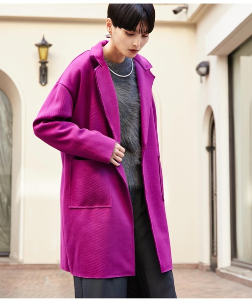 Settimissimo（セッティミッシモ）の「ITALYウールタッチ　シンプルコート（その他アウター・レディース・ブラック/パープル・FREE）」の10枚目の写真