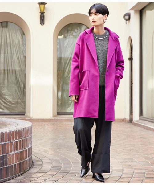 Settimissimo（セッティミッシモ）の「ITALYウールタッチ　シンプルコート（その他アウター・レディース・ブラック/パープル・FREE）」の14枚目の写真