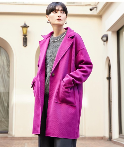 Settimissimo（セッティミッシモ）の「ITALYウールタッチ　シンプルコート（その他アウター・レディース・ブラック/パープル・FREE）」の12枚目の写真
