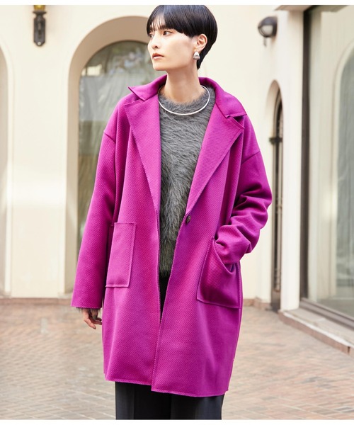 Settimissimo（セッティミッシモ）の「ITALYウールタッチ　シンプルコート（その他アウター・レディース・ブラック/パープル・FREE）」の3枚目の写真