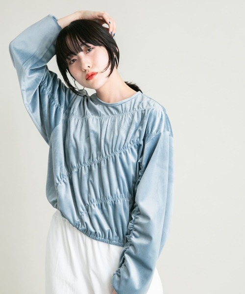 KBF（ケイビーエフ）の「ランダムシャーリングプルオーバー（Tシャツ/カットソー・レディース・チャコールグレー/ライトブルー/アイボリー・ONE）」の3枚目の写真