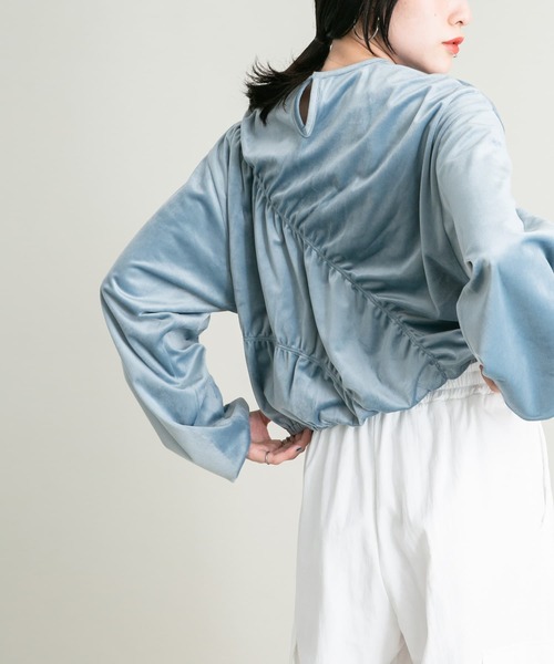 KBF（ケイビーエフ）の「ランダムシャーリングプルオーバー（Tシャツ/カットソー・レディース・チャコールグレー/ライトブルー/アイボリー・ONE）」の9枚目の写真