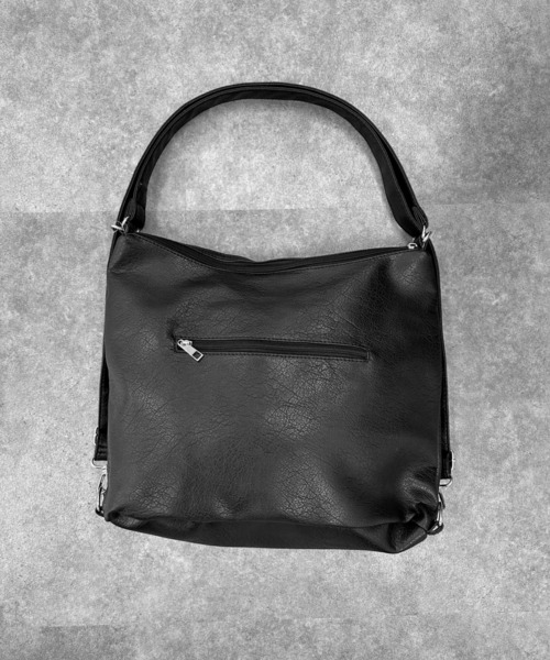 LVEU.（ラブユ.）の「【LVEU.】ダブルリングポケットバッグ / バッグ 鞄 BAG 2way リュック バックパック ショルダーバッグ トートバッグ ワンショルダー 合皮 ブラック カジュアル  ブラック（ショルダーバッグ・レディース・ブラック・FREE）」の7枚目の写真