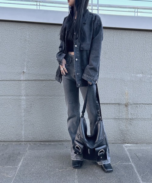 LVEU.（ラブユ.）の「【LVEU.】ダブルリングポケットバッグ / バッグ 鞄 BAG 2way リュック バックパック ショルダーバッグ トートバッグ ワンショルダー 合皮 ブラック カジュアル  ブラック（ショルダーバッグ・レディース・ブラック・FREE）」の18枚目の写真