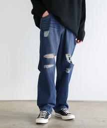 Buyer’sselect/ダメージ加工/サイドカッティングワイドシルエットストレートデニム
