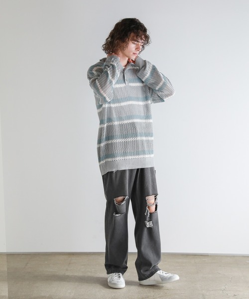 Buyer’ｓselect/ダメージ加工/サイドカッティングワイドシルエットストレートデニム（デニムパンツ）｜ASTRONOMY（アストロノミー）