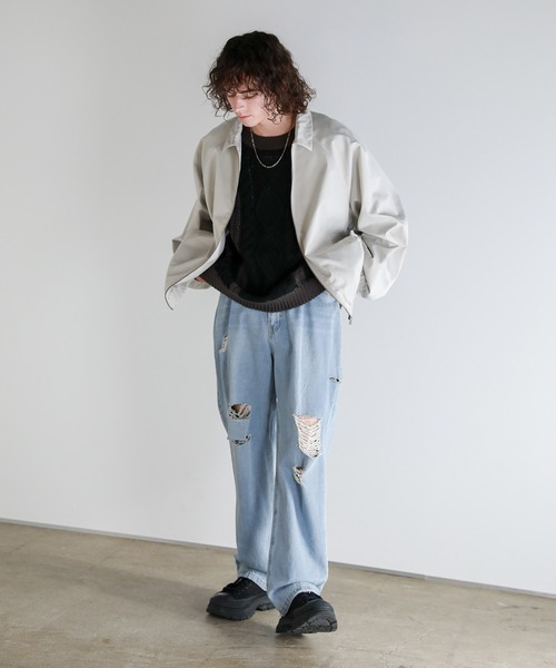 Buyer’ｓselect/ダメージ加工/サイドカッティングワイドシルエットストレートデニム（デニムパンツ）｜ASTRONOMY（アストロノミー）