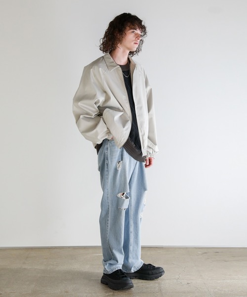 Buyer’ｓselect/ダメージ加工/サイドカッティングワイドシルエットストレートデニム（デニムパンツ）｜ASTRONOMY（アストロノミー）