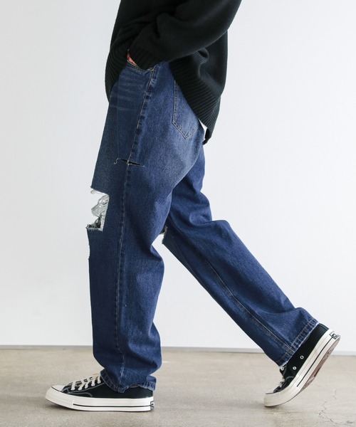 Buyer’ｓselect/ダメージ加工/サイドカッティングワイドシルエットストレートデニム（デニムパンツ）｜ASTRONOMY（アストロノミー）