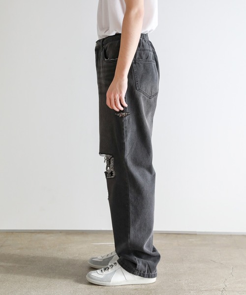 Buyer’ｓselect/ダメージ加工/サイドカッティングワイドシルエットストレートデニム（デニムパンツ）｜ASTRONOMY（アストロノミー）