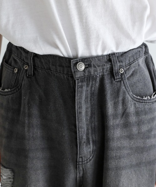 Buyer’ｓselect/ダメージ加工/サイドカッティングワイドシルエットストレートデニム（デニムパンツ）｜ASTRONOMY（アストロノミー）