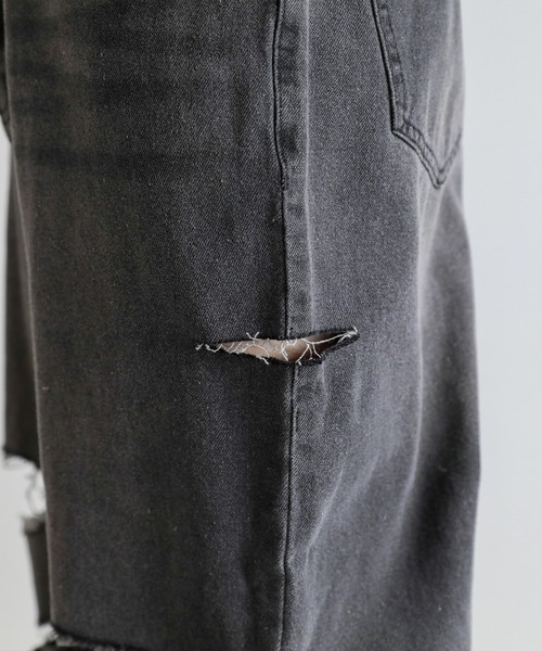 Buyer’ｓselect/ダメージ加工/サイドカッティングワイドシルエットストレートデニム（デニムパンツ）｜ASTRONOMY（アストロノミー）