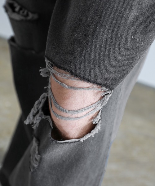 Buyer’ｓselect/ダメージ加工/サイドカッティングワイドシルエットストレートデニム（デニムパンツ）｜ASTRONOMY（アストロノミー）