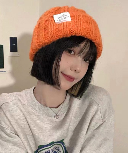 Miniministore（ミニミニストア）の「ケーブル編み ニット帽子 レディース秋冬（ニットキャップ/ビーニー・レディース・ワインレッド/イエロー/ブルー/ピンク/ブラック/モスグリーン/ラベンダー/ライトベージュ/グリーン/オレンジ/ダークグレー/ブラウン・フリー）」の12枚目の写真