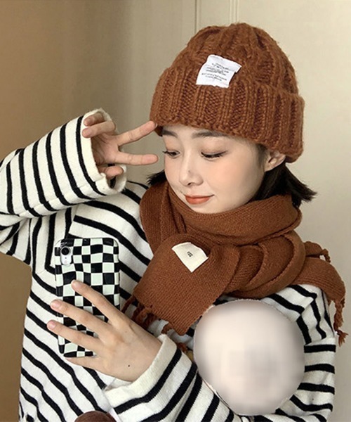 Miniministore（ミニミニストア）の「ケーブル編み ニット帽子 レディース秋冬（ニットキャップ/ビーニー・レディース・ワインレッド/イエロー/ブルー/ピンク/ブラック/モスグリーン/ラベンダー/ライトベージュ/グリーン/オレンジ/ダークグレー/ブラウン・フリー）」の21枚目の写真