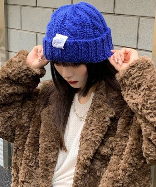 Miniministore（ミニミニストア）の「ケーブル編み ニット帽子 レディース秋冬（ニットキャップ/ビーニー・レディース・ワインレッド/イエロー/ブルー/ピンク/ブラック/モスグリーン/ラベンダー/ライトベージュ/グリーン/オレンジ/ダークグレー/ブラウン・フリー）」の22枚目の写真