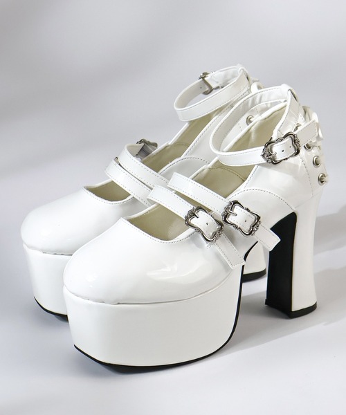 LOVEHUNTER(ラブハンター)の「LOVEHUNTER/軽量厚底 11.5cmチャンキーヒール バックリボンストラップパンプス(1645)(パンプス・レディース・ブラック系2/ブラック系1/ホワイト・M/S/LL/L/SS)」の2枚目の写真