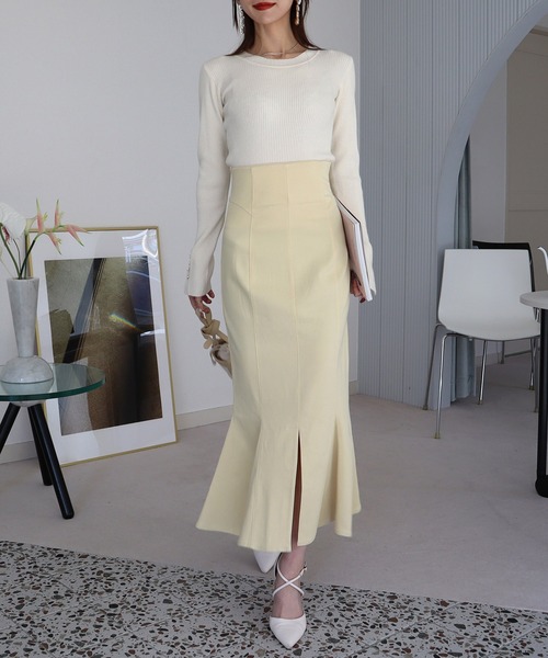 ROYAL PARTY（ロイヤルパーティー）の「ガムストレッチマーメイドスカート’24ｓ（スカート・レディース・ベージュ/イエロー/ブラック/パープル・SMALL/MEDIUM）」の18枚目の写真