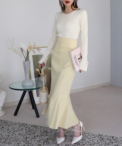 ROYAL PARTY（ロイヤルパーティー）の「ガムストレッチマーメイドスカート’24ｓ（スカート・レディース・ベージュ/イエロー/ブラック/パープル・SMALL/MEDIUM）」の19枚目の写真