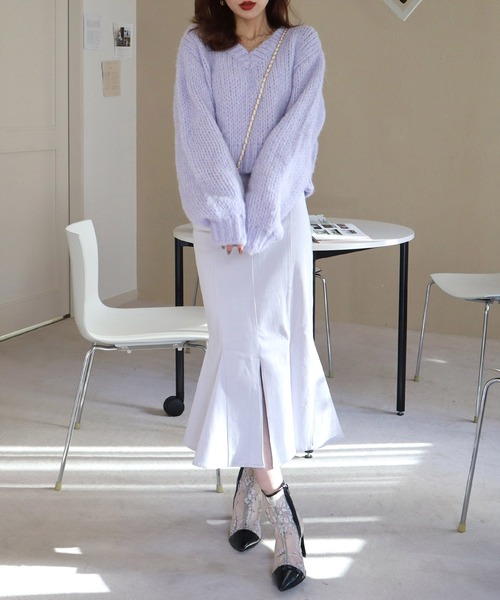 ROYAL PARTY（ロイヤルパーティー）の「ガムストレッチマーメイドスカート’24ｓ（スカート・レディース・ベージュ/イエロー/ブラック/パープル・SMALL/MEDIUM）」の20枚目の写真