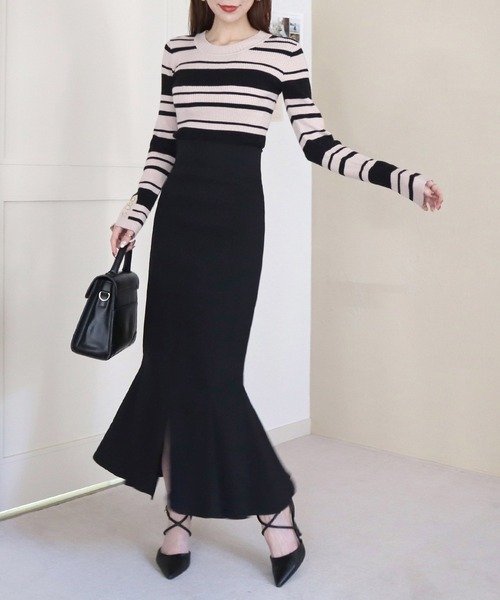 ROYAL PARTY（ロイヤルパーティー）の「ガムストレッチマーメイドスカート’24ｓ（スカート・レディース・ベージュ/イエロー/ブラック/パープル・SMALL/MEDIUM）」の5枚目の写真