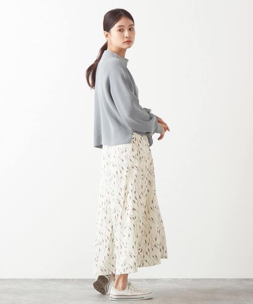 MELROSE claire(メルローズ クレール)の「ゆるやかAラインシルエット☆ボタニカルプリントのスカート(スカート・レディース・ブラック/ホワイト・FREE)」の13枚目の写真