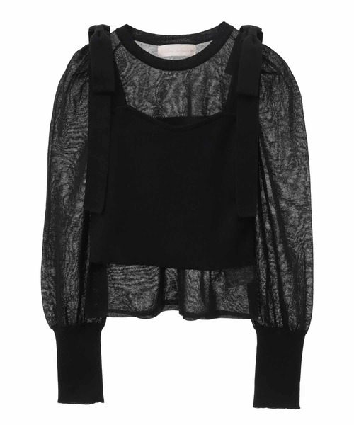 31 Sons de mode(トランテアン ソン ドゥ モード)の「シアーニット×ビスチェセット(ニット/セーター・レディース・ピンク/ブラック/オフホワイト/ライトグレー・36)」の17枚目の写真