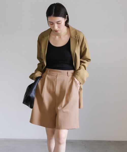 select MOCA(セレクトモカ)の「タックイージーハーフパンツ(その他パンツ・レディース・ベージュ/ブラック・FREE)」の6枚目の写真