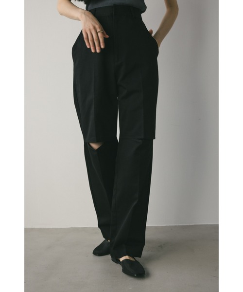 STYLEMIXER（スタイルミキサー）の「スリットセンタープレスパンツ（その他パンツ・レディース・ブラック/ベージュ・SMALL/MEDIUM）」の4枚目の写真