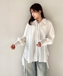 サイドリボンオーバーシアーシャツ