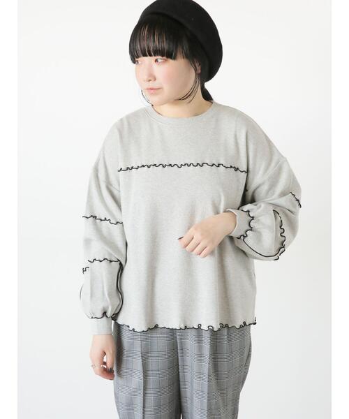 Samansa Mos2（サマンサ モスモス）の「綿スムース配色メロースウェット（Tシャツ/カットソー・レディース・グレー/ラベンダー/キナリ・F）」の3枚目の写真