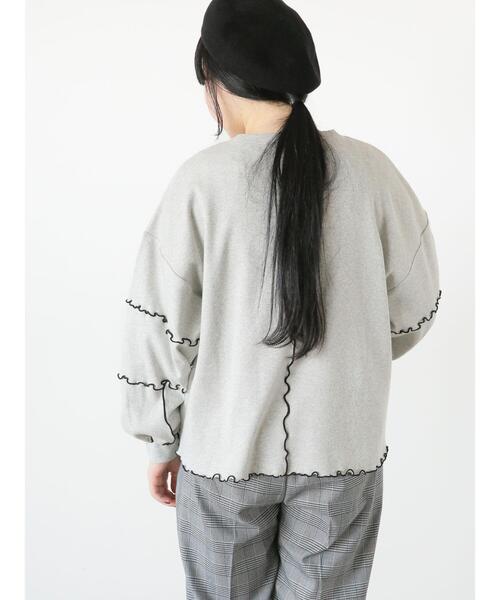 Samansa Mos2（サマンサ モスモス）の「綿スムース配色メロースウェット（Tシャツ/カットソー・レディース・グレー/ラベンダー/キナリ・F）」の7枚目の写真