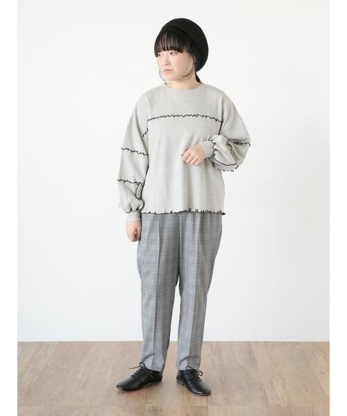 Samansa Mos2（サマンサ モスモス）の「綿スムース配色メロースウェット（Tシャツ/カットソー・レディース・グレー/ラベンダー/キナリ・F）」の9枚目の写真