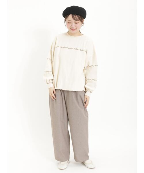 Samansa Mos2（サマンサ モスモス）の「綿スムース配色メロースウェット（Tシャツ/カットソー・レディース・グレー/ラベンダー/キナリ・F）」の12枚目の写真