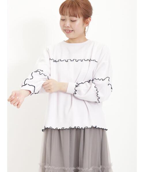 Samansa Mos2（サマンサ モスモス）の「綿スムース配色メロースウェット（Tシャツ/カットソー・レディース・グレー/ラベンダー/キナリ・F）」の15枚目の写真