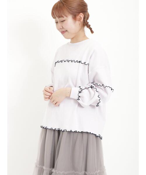 Samansa Mos2（サマンサ モスモス）の「綿スムース配色メロースウェット（Tシャツ/カットソー・レディース・グレー/ラベンダー/キナリ・F）」の16枚目の写真