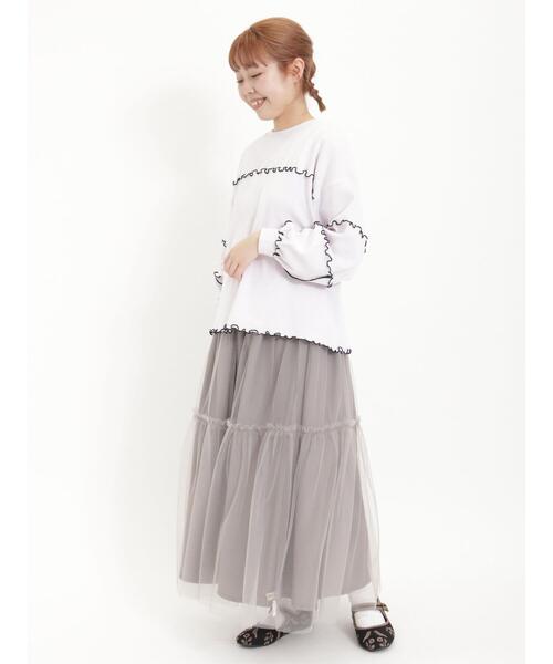 Samansa Mos2（サマンサ モスモス）の「綿スムース配色メロースウェット（Tシャツ/カットソー・レディース・グレー/ラベンダー/キナリ・F）」の18枚目の写真