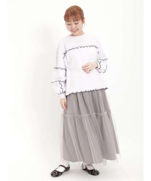 Samansa Mos2（サマンサ モスモス）の「綿スムース配色メロースウェット（Tシャツ/カットソー・レディース・グレー/ラベンダー/キナリ・F）」の19枚目の写真