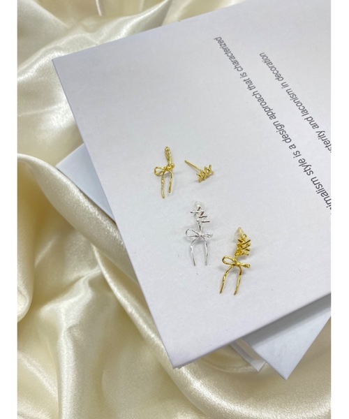 JUMELLE（ジュメロ）の「ribbon laceup pierce（ピアス（両耳用）・レディース・シルバー/ゴールド・FREE）」の15枚目の写真