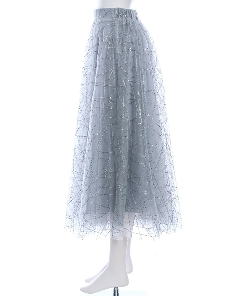 clear（クリア）の「スパンコールチュールロングスカート[フレアスカート 骨格ウェーブ キラキラ]（スカート・レディース・シルバー/ブラック・F）」の4枚目の写真