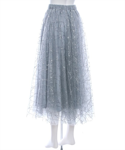 clear（クリア）の「スパンコールチュールロングスカート[フレア