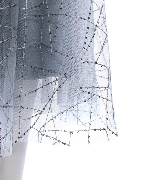 clear（クリア）の「スパンコールチュールロングスカート[フレアスカート 骨格ウェーブ キラキラ]（スカート・レディース・シルバー/ブラック・F）」の8枚目の写真