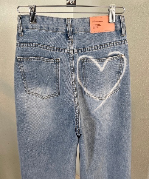 BIJOUX（ビジュー）の「韓国風ファッション BIJOUX ビジュー Heart paint denim ハート ペイント デニム ハート